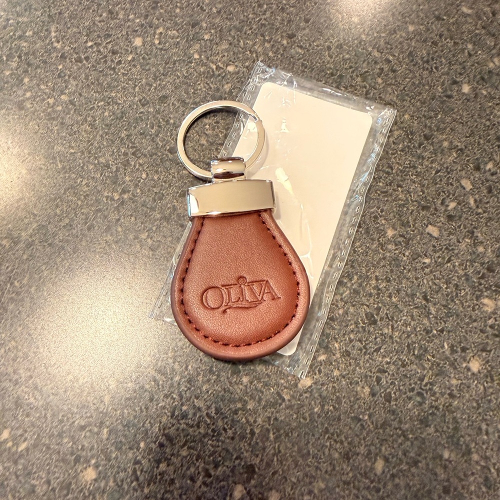 Oliva Cigars Leather & Silver Metal Premium Keychain